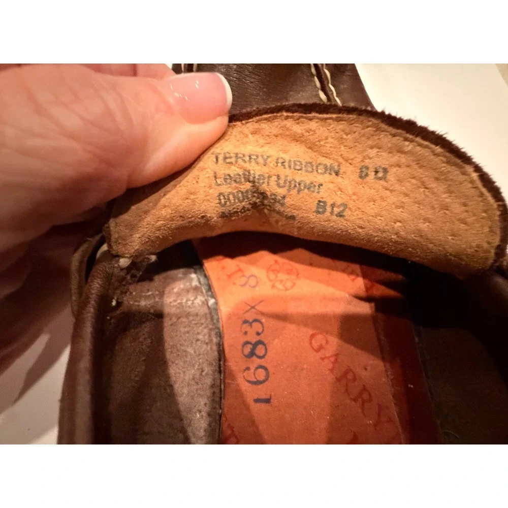 Polo Ralph Lauren Terry Ribbon Brown Leather Driving Loafers Mens 12 B12 Stripe